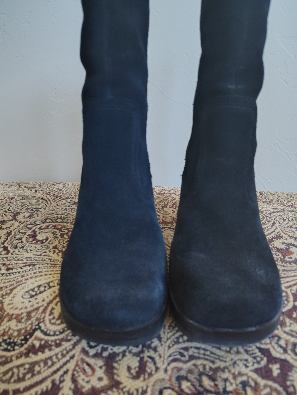 Candie's Calie Black Suede Mid-Calf Bootie Zipper Buckle Lined Zip Size 7